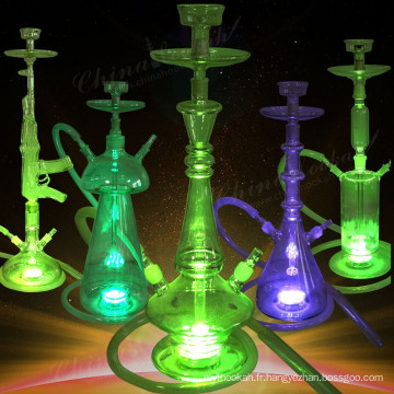 Vente en gros de nouveaux modèles Al Fakher LED nettoyant toute la narguilée en verre, Shisha, Nargile, Tuyau d&#39;eau en verre fumant en ligne, GH367